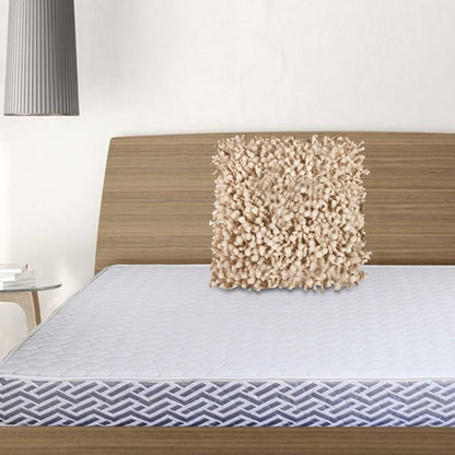 Fabric Accent Pillow with Shaggy Details, Cream - View 6