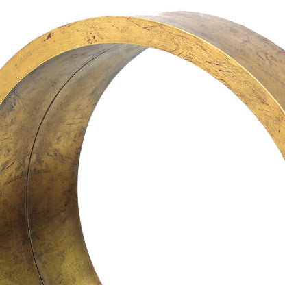 Rustic Style Wall Mirror with Round Tray Shape Frame, Gold and Silver - View 4