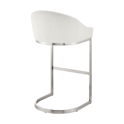 Lina 24 Inch Counter Stool Chair, Metal Cantilever Base, White Faux Leather - View 4