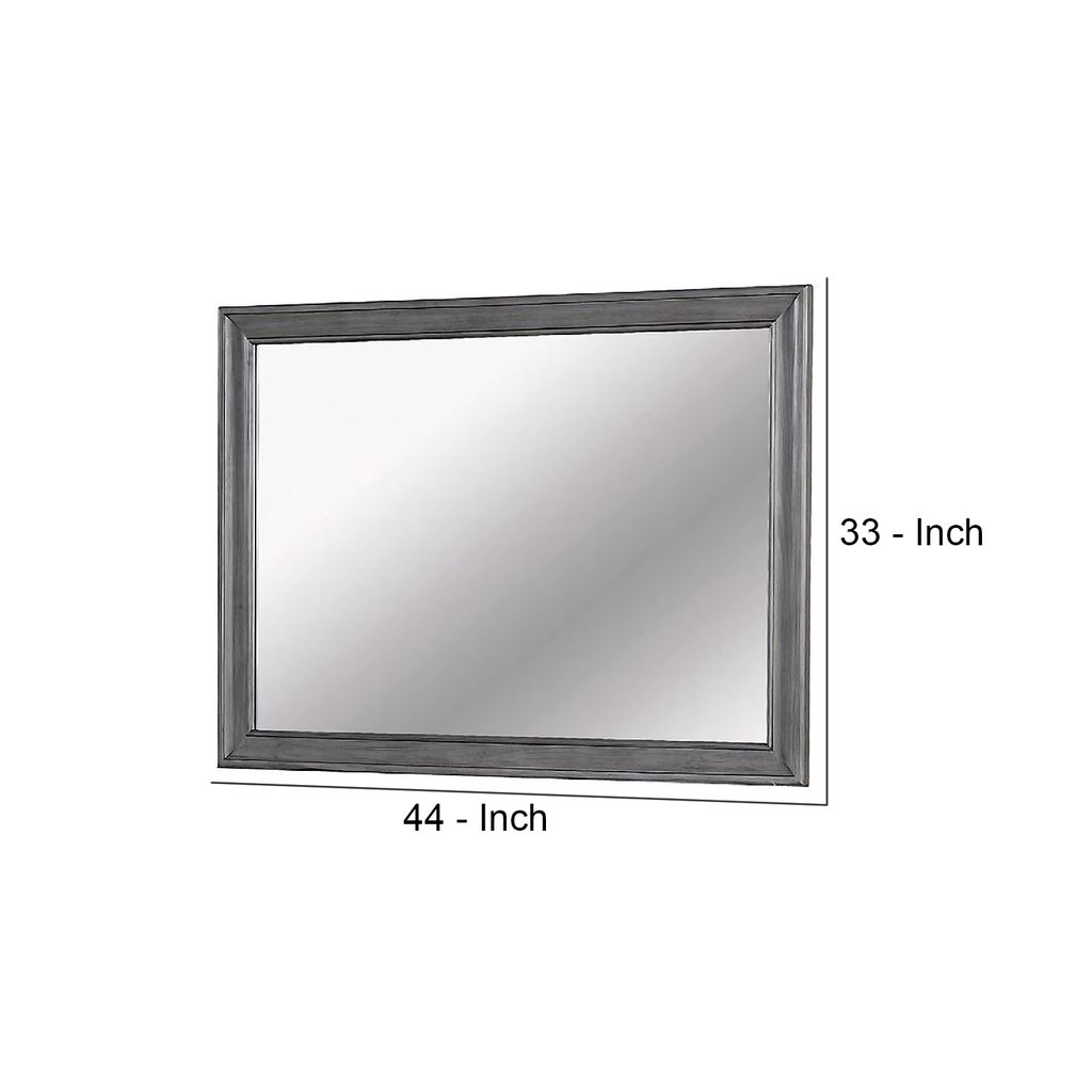 Mirror with Wooden Frame with Molded Trim, Gray - View 6