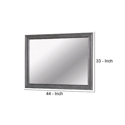 Mirror with Wooden Frame with Molded Trim, Gray - View 6