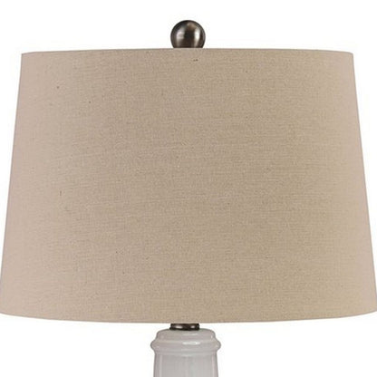 Ceramic Body Table Lamp with Brushed Details, Set of 2, Beige and White - View 4