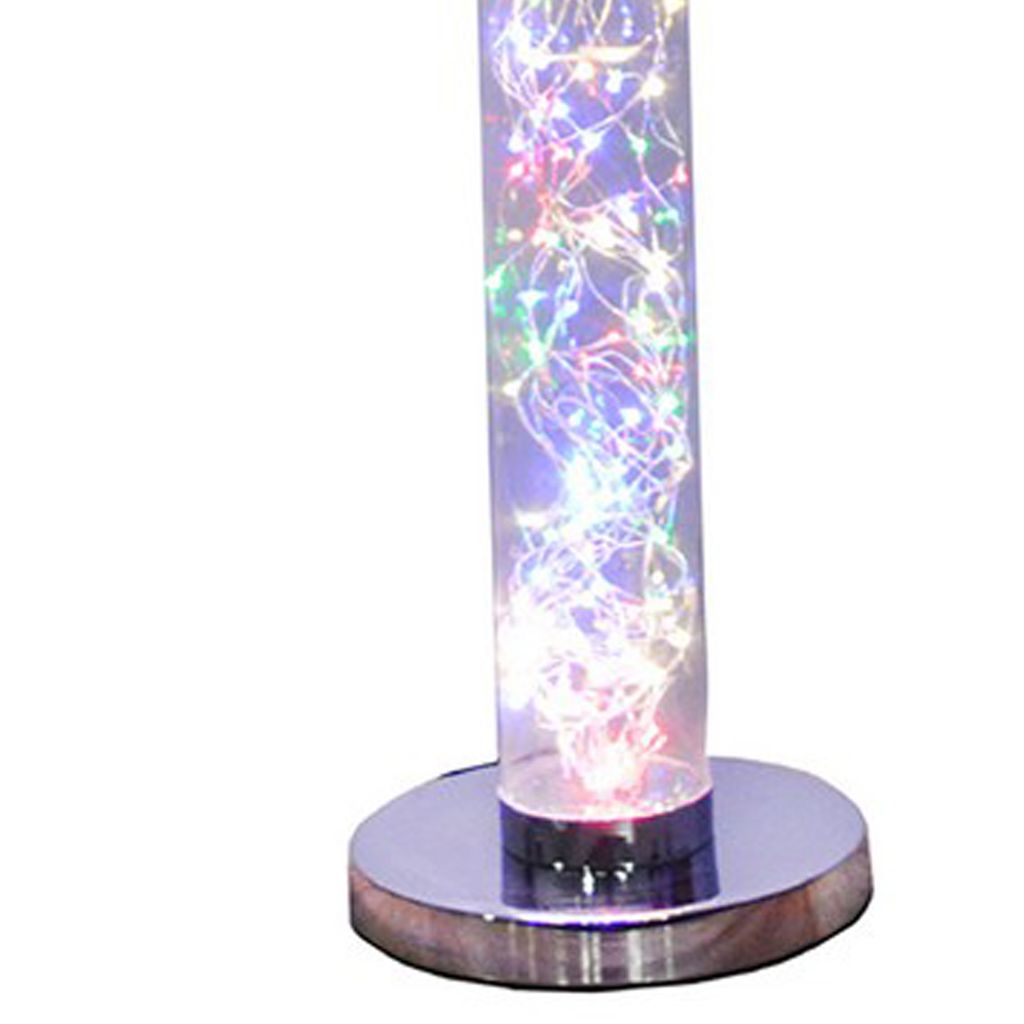 Floor Lamp with LED Bulbs and Wireless Remote Control, Silver - View 2