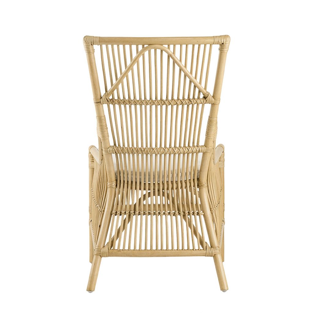 23 Inch Rattan Dining Side Chair, Soft Padded Seat, Natural Brown, White - View 4
