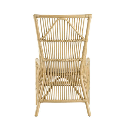 23 Inch Rattan Dining Side Chair, Soft Padded Seat, Natural Brown, White - View 4