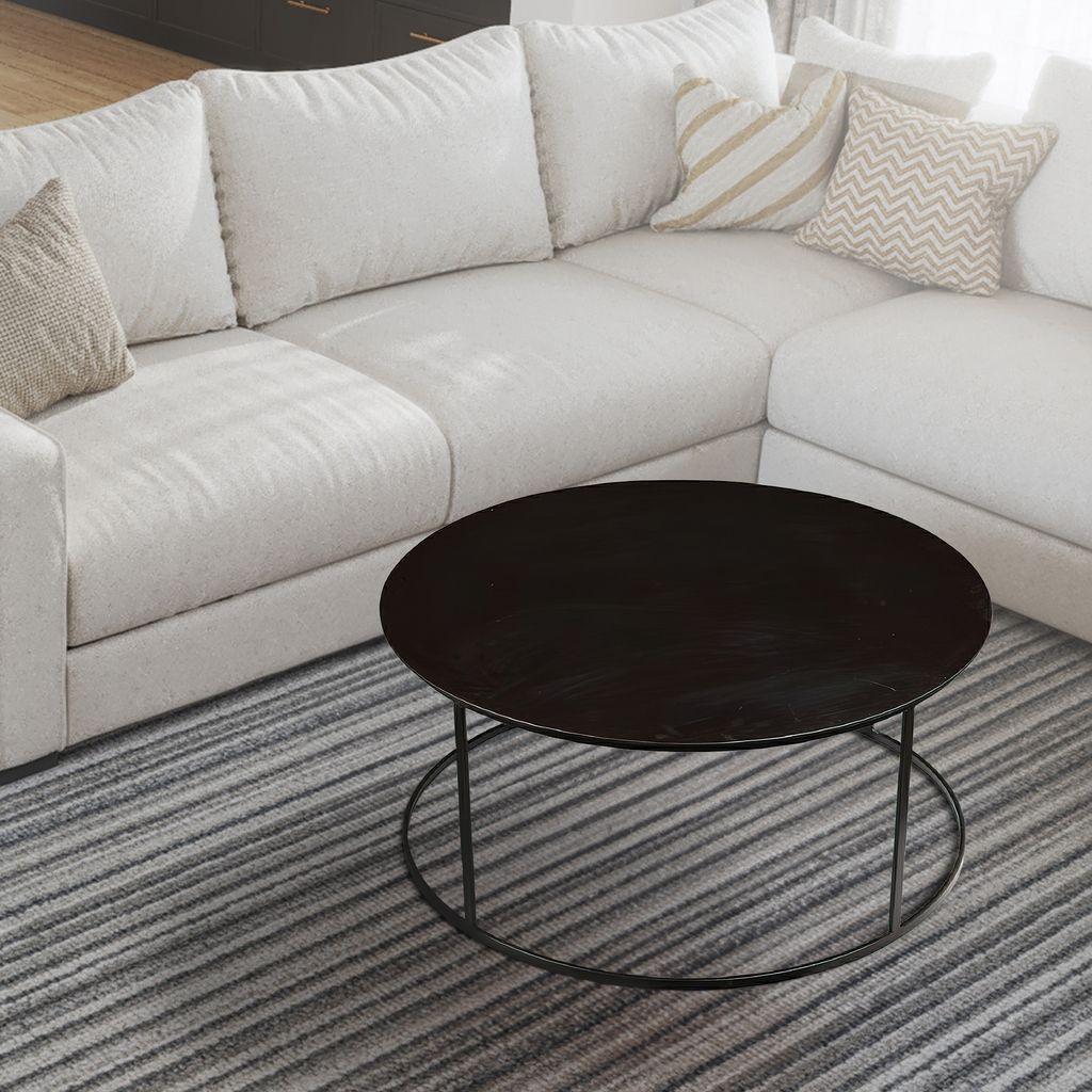 Round Metal Frame Side Table with Tubular Legs, Dark Brown - View 6