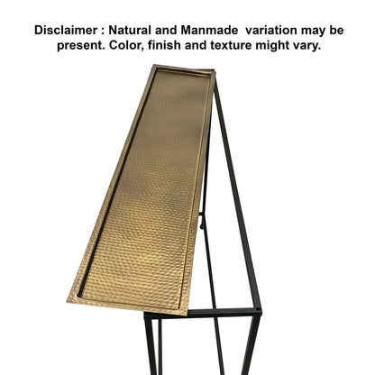 Aurelia 48 Inch Console Sofa Table, Artisanal Hammered Antique Bronze Tray Top, Industrial Black Iro - View 4
