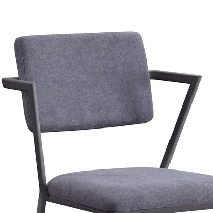 Metal Chair with Fabric Upholstered Seat and Back, Gray - View 5