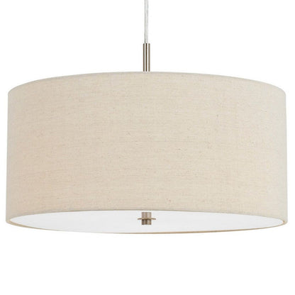 Metal Pendant Lighting with Fabric Circular Drum Shade, Off White - View 4
