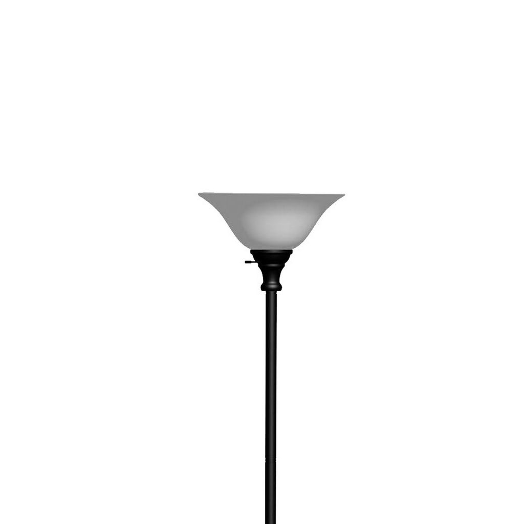 70 Inch Metal 3 Way Torchiere Floor Lamp, Frosted Glass, Black and White - View 2