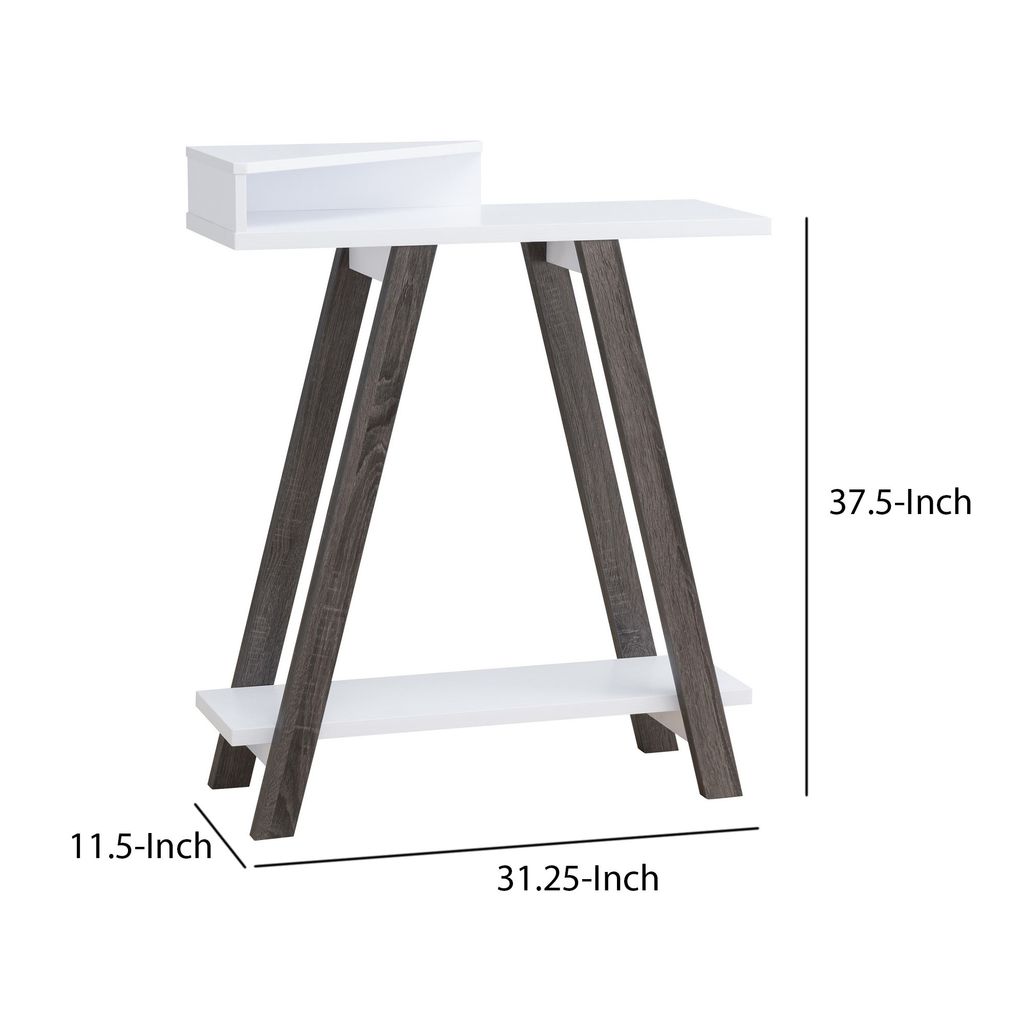 Baki 38 Inch Modern Wood Side Console Table, Corner Compartment, White - View 5