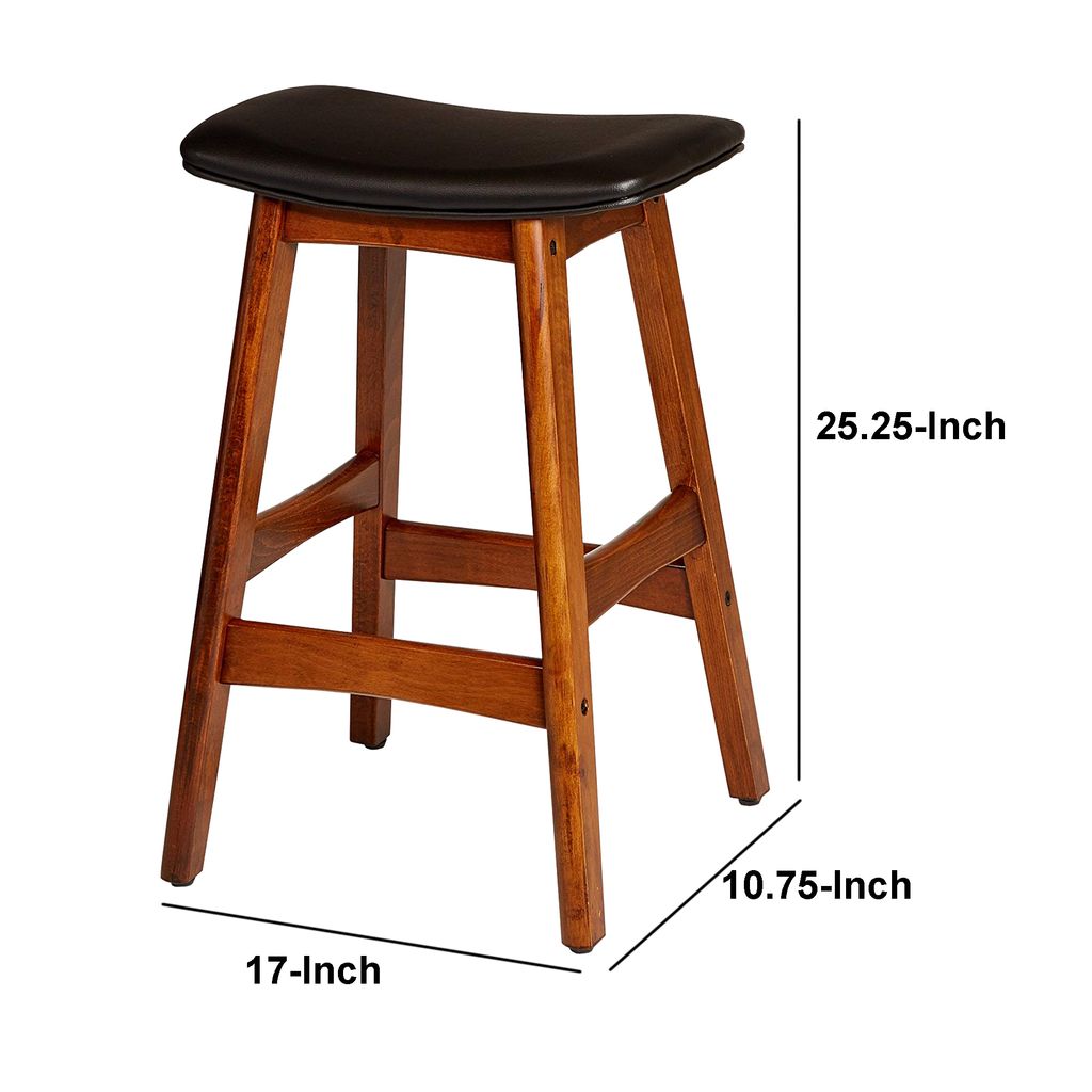 Wooden Counter Height Stool In Black And Brown, Set of 2 - View 5