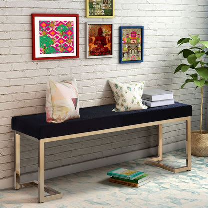 Astonishing Bench, Black Fabric & Gold - View 6