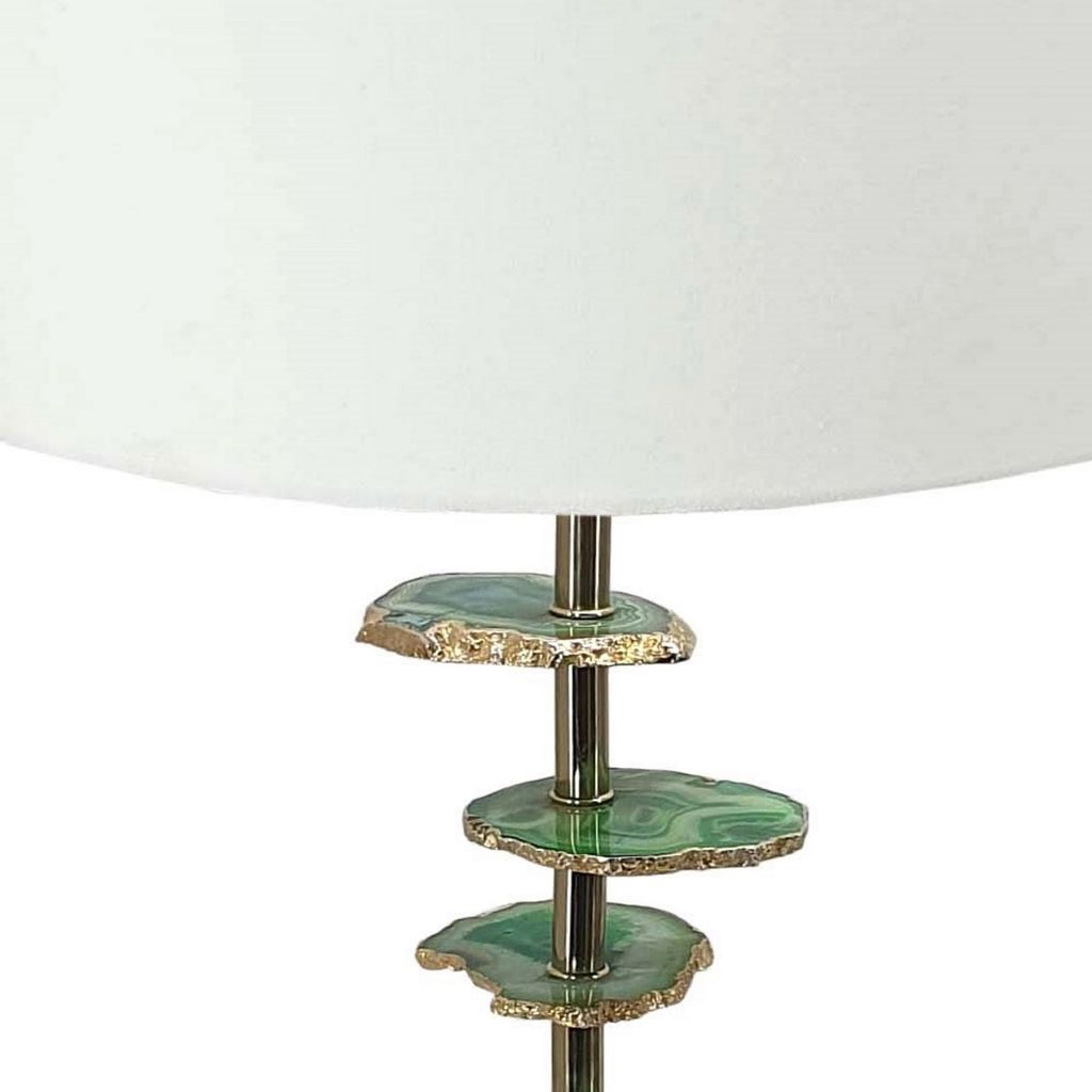 Parks 30 Inch Table Lamp With Agate Slices and Linen Drum Shade, White - View 3