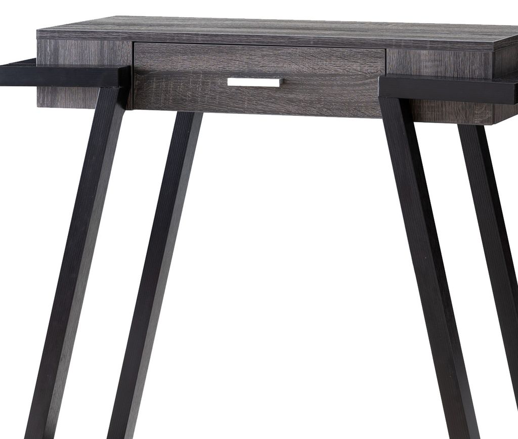 Wooden Console Table with Angled Leg Support and Drawer,Black and Gray - View 4