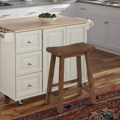 Saddle Design Wooden Counter Stool with Grain Details, Brown - View 6