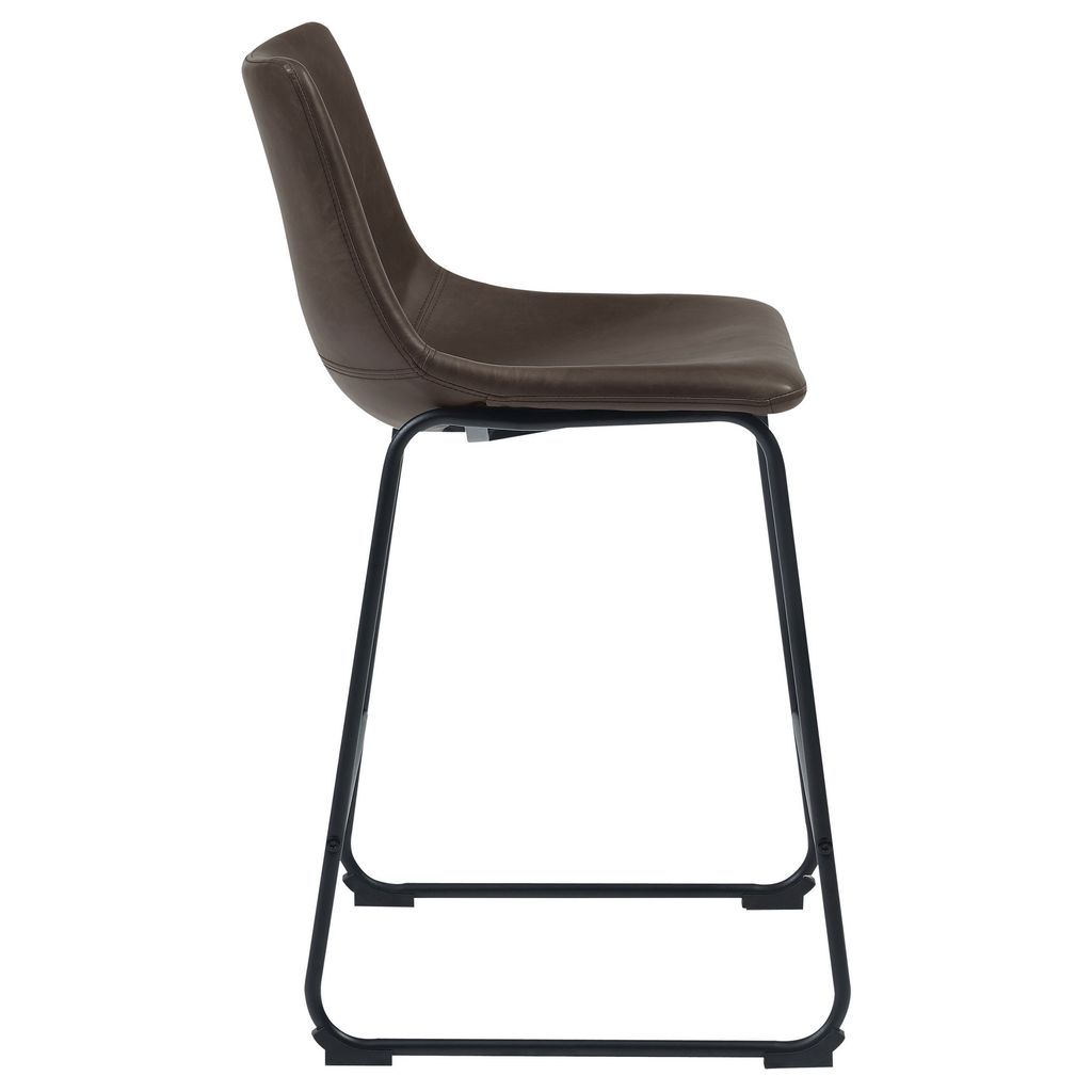 Transitional Contoured Counter Height Stool, Dark Brown, Set of 2 - View 4