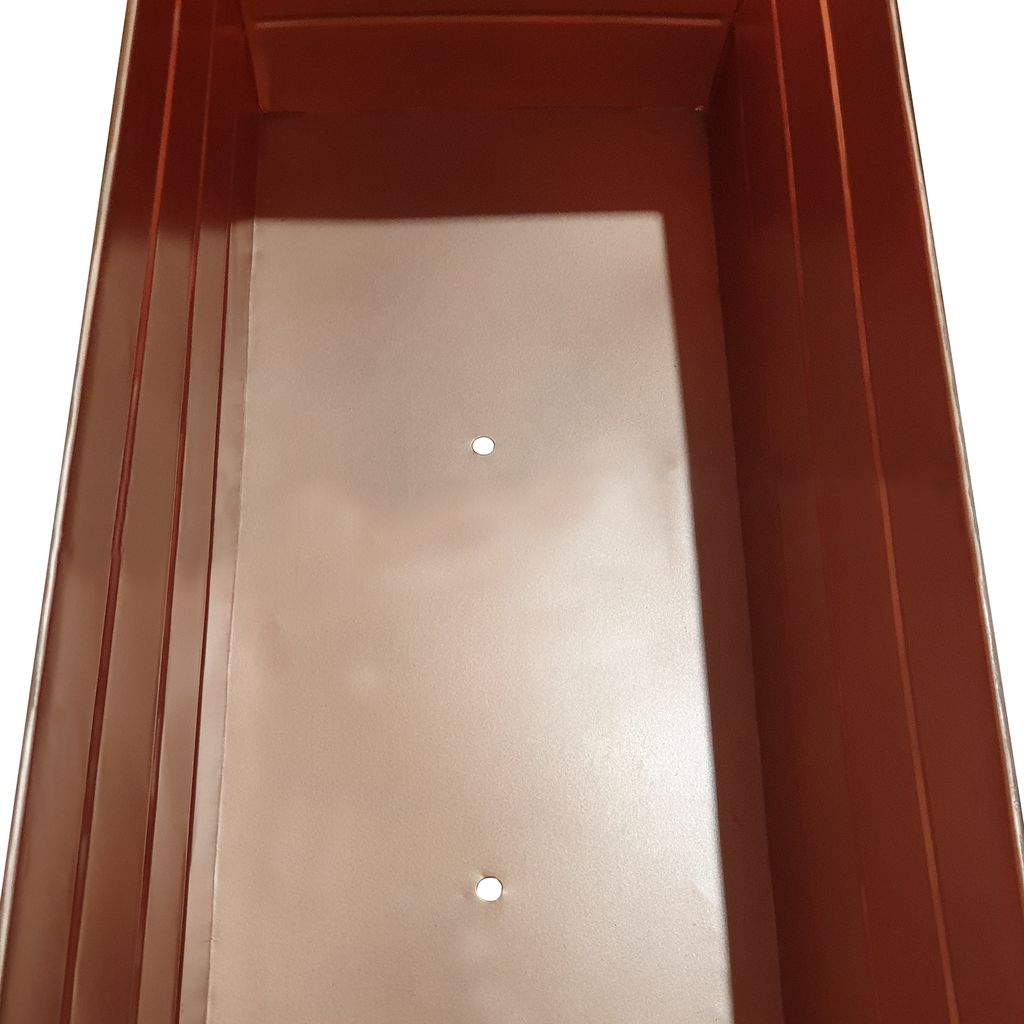 Rectangular Metal Flower Planter Box with Embossed Line Design, Large, Copper - View 2