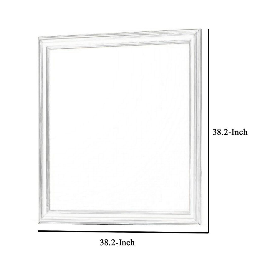 Square Molded Wooden Frame Dresser Mirror, Antique Silver - View 5