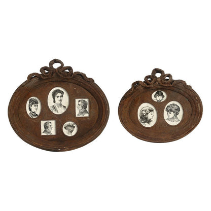 Traditional Style Rustic Photo Frame in Ceramic, Set of Two, Brown - View 3