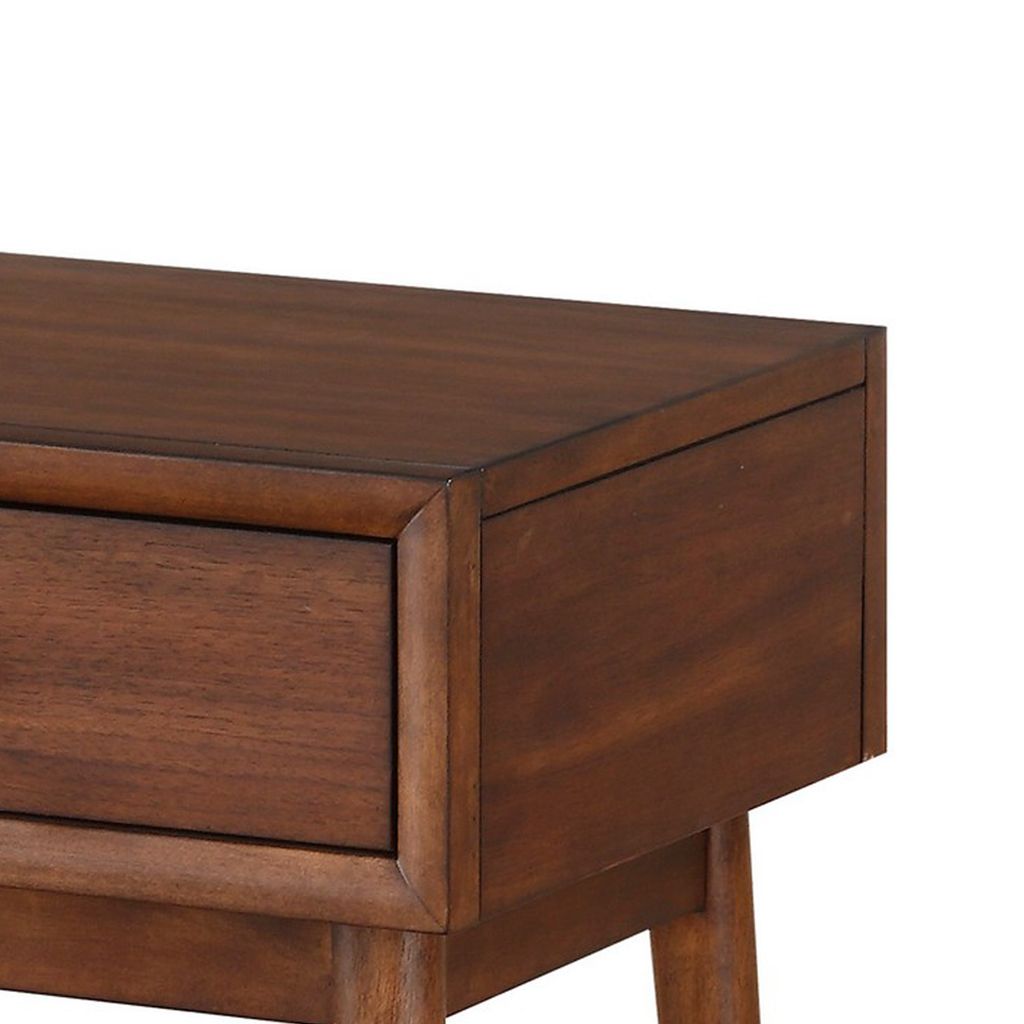 1 Drawer Wooden End Table with Splayed Legs, Walnut Brown - View 4