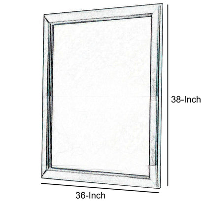 Transitional Style Mirror with Raised Wooden Frame, Brown and Silver - View 5