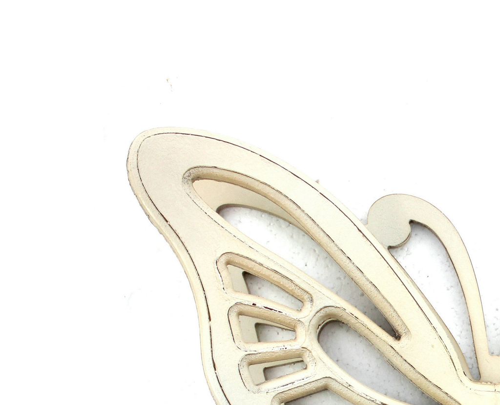 Set of 2 Wooden Butterfly Wall Plaque with Cutout Detail, White - View 2