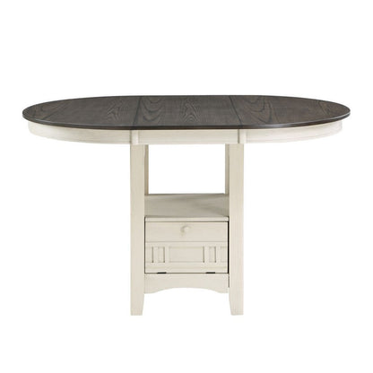 Glee 42-60 Inch Extendable Counter Height Table, Antique White and Brown - View 2