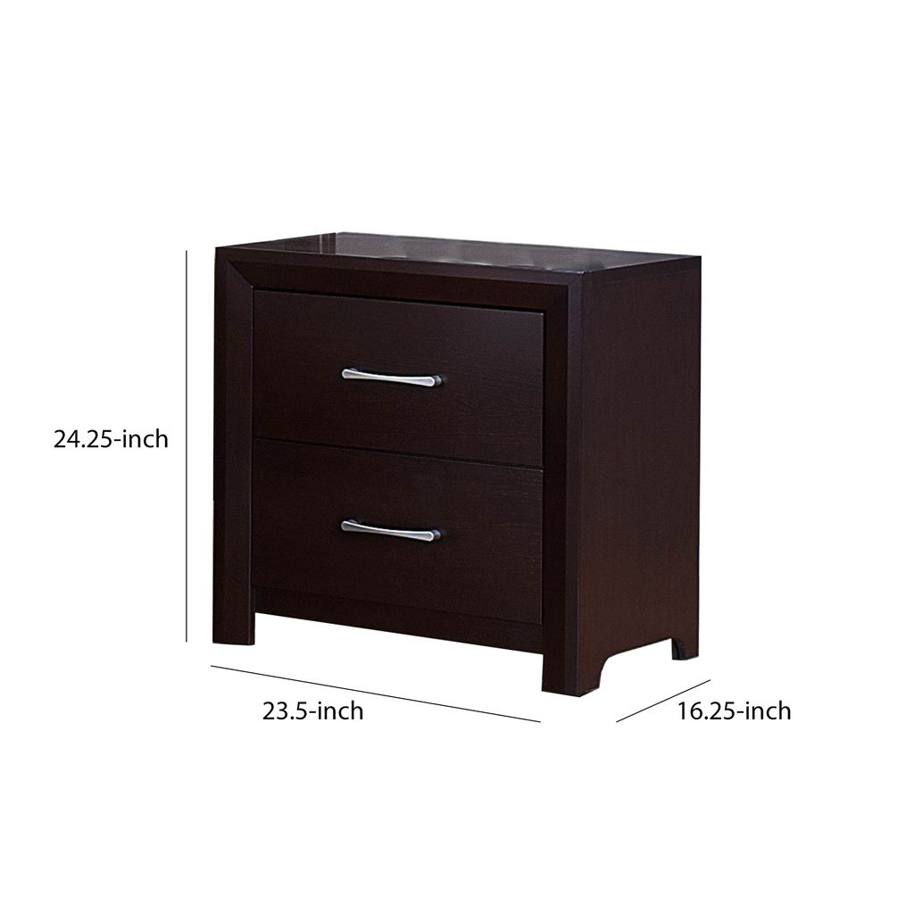 Wooden Night Stand with 2 Drawers Espresso Brown - View 6