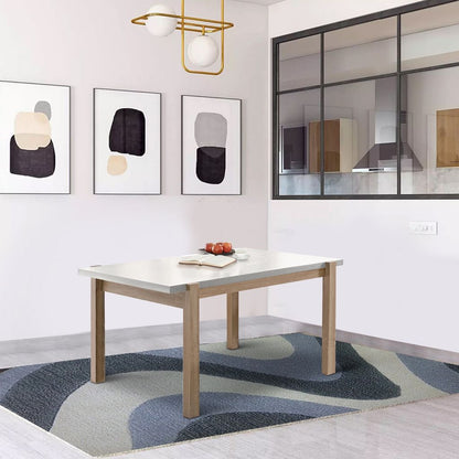 Rectangular Wooden Dining Table with Straight Legs, White and Brown - View 7