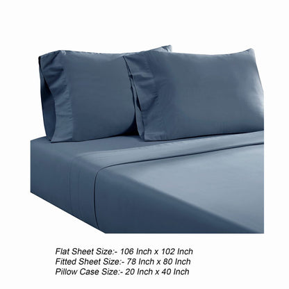 Ivy 4 Piece King Size Cotton Ultra Soft Bed Sheet Set, Prewashed, Dark Blue - View 5