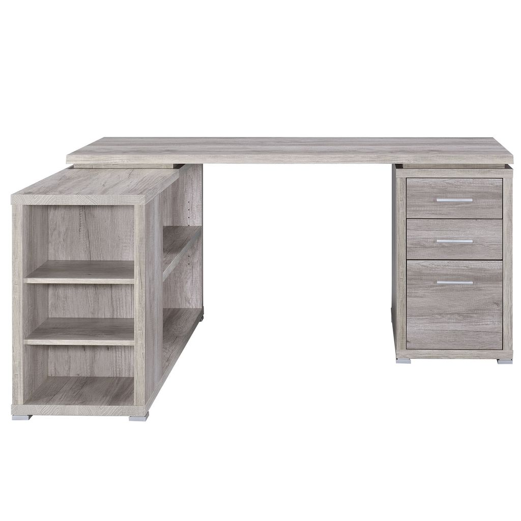 Contemporary Style L Shaped Office Desk, Gray - View 3