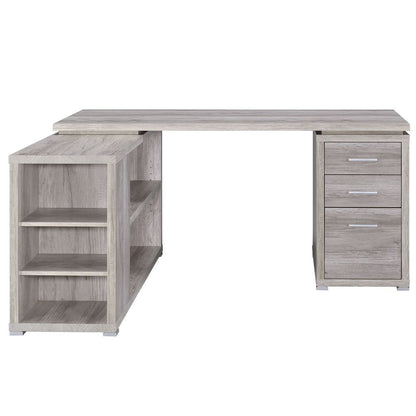 Contemporary Style L Shaped Office Desk, Gray - View 3