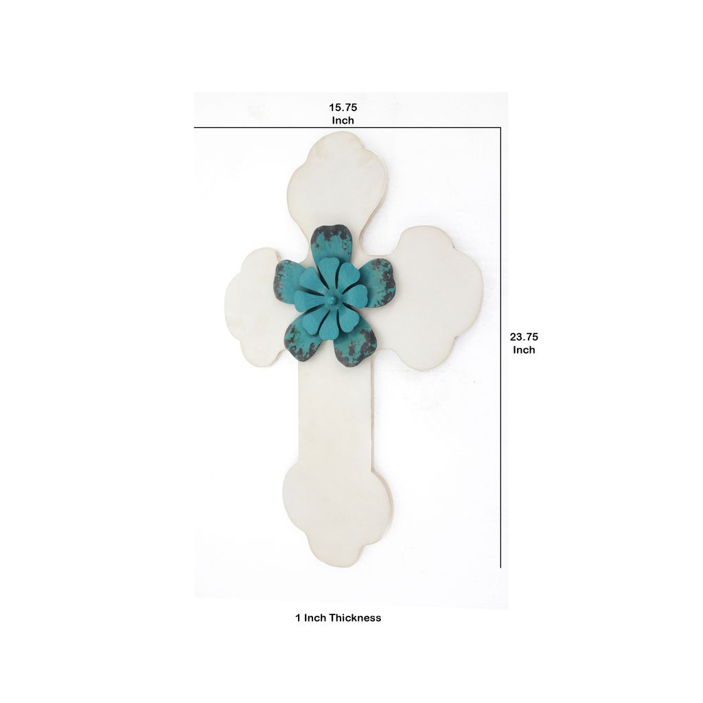 Rustic Wooden Cross Wall Décor Set of 2, White - View 6