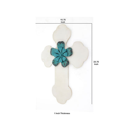 Rustic Wooden Cross Wall Décor Set of 2, White - View 6