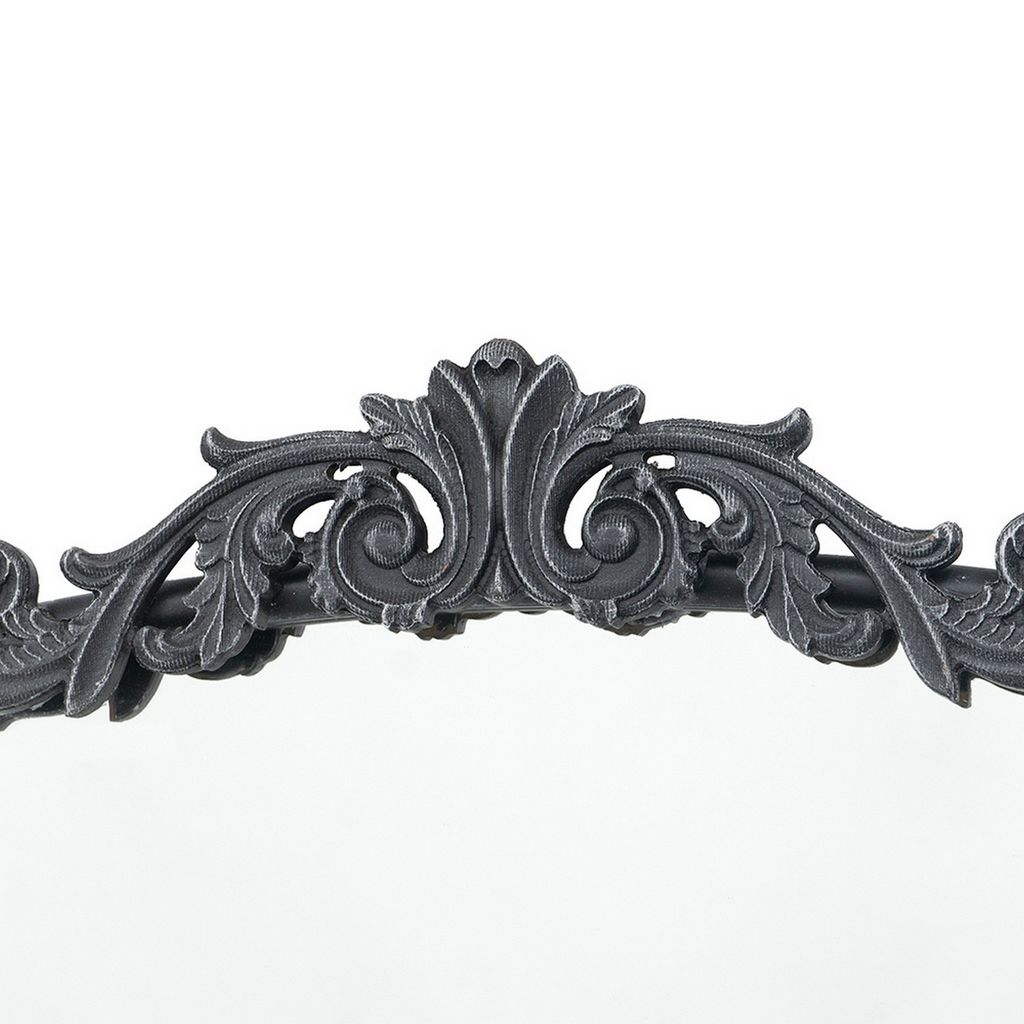 Kea 66 Inch Wall Mirror, Black Curved Metal Frame, Ornate Baroque Design - View 4