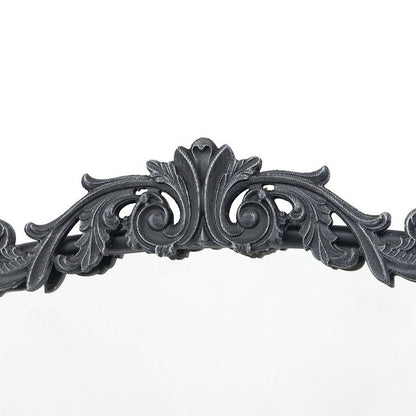 Kea 66 Inch Wall Mirror, Black Curved Metal Frame, Ornate Baroque Design - View 4