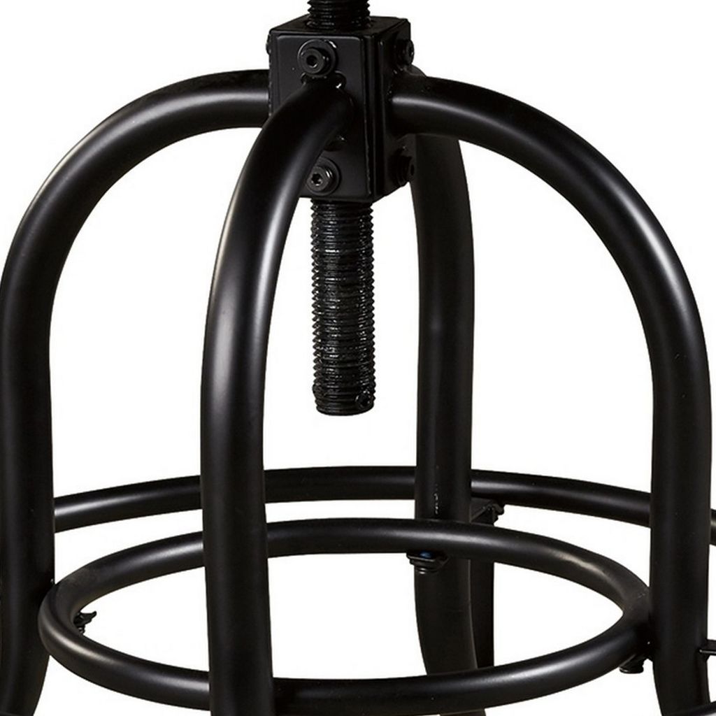 Zane 24 Inch Adjustable Swivel Counter Stool, Set of 2, Black Metal Base - View 3