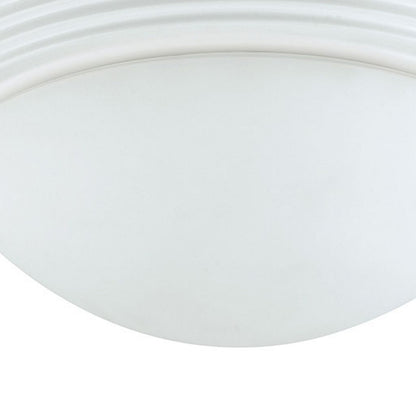 Dome Shaped Glass Ceiling Lamp with Hardwired Switch, White and Clear - View 3