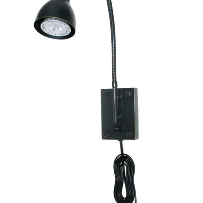 Metal Round Wall Reading Lamp with Plug In Switch, Black - View 3