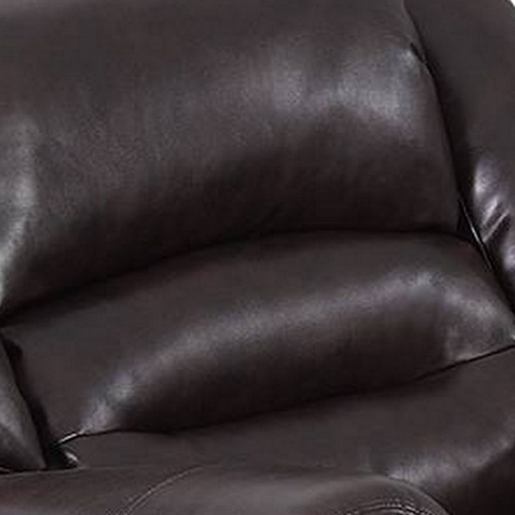 Nailhead Trim Leatherette Power Recliner, Brown - View 4