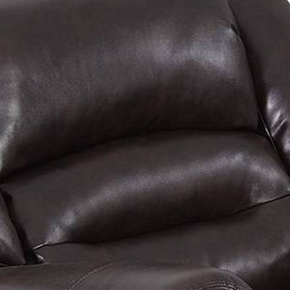 Nailhead Trim Leatherette Power Recliner, Brown - View 4