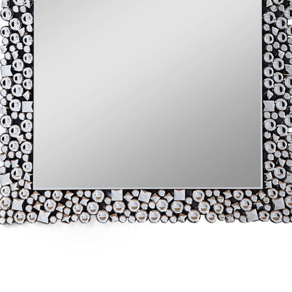 Wooden Backing Wall Decor with Faux Crystals Inlaid Border, Black and Clear - View 4