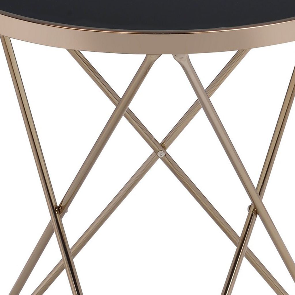 Valora End Table, Black Glass & Champagne - View 4