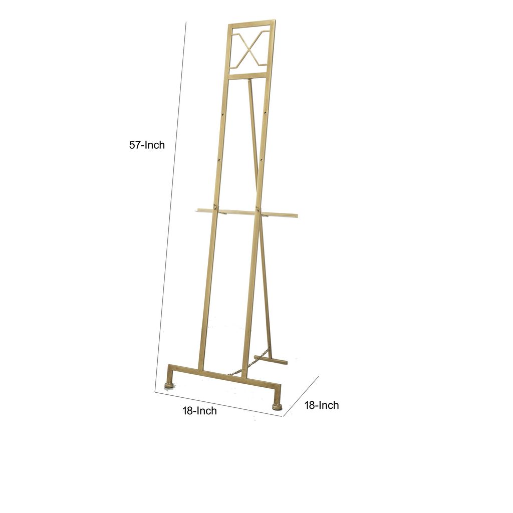 57 Inch Easel Stand, Gold Iron Frame, Free Standing for an Artists Touch - View 5
