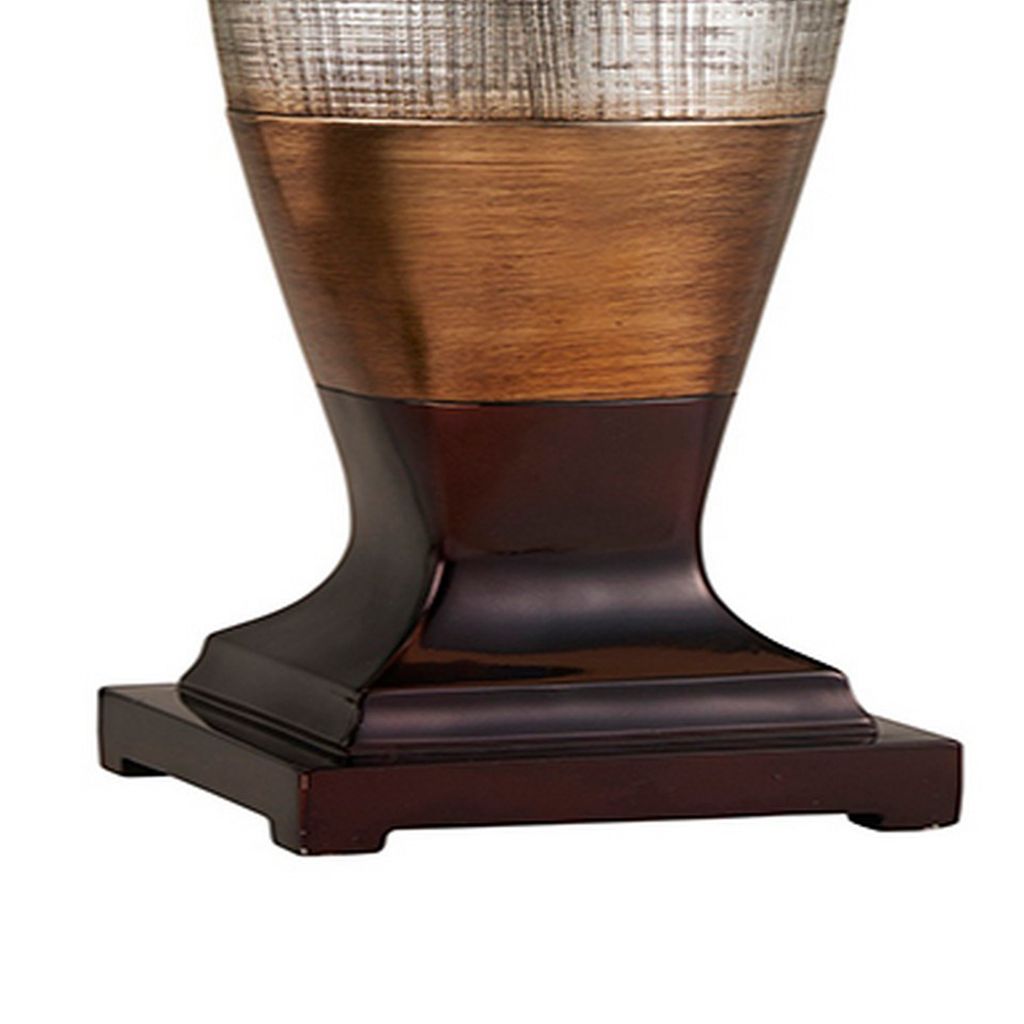 Table Lamp with Colorblock Pedestal Base, Brown - View 4