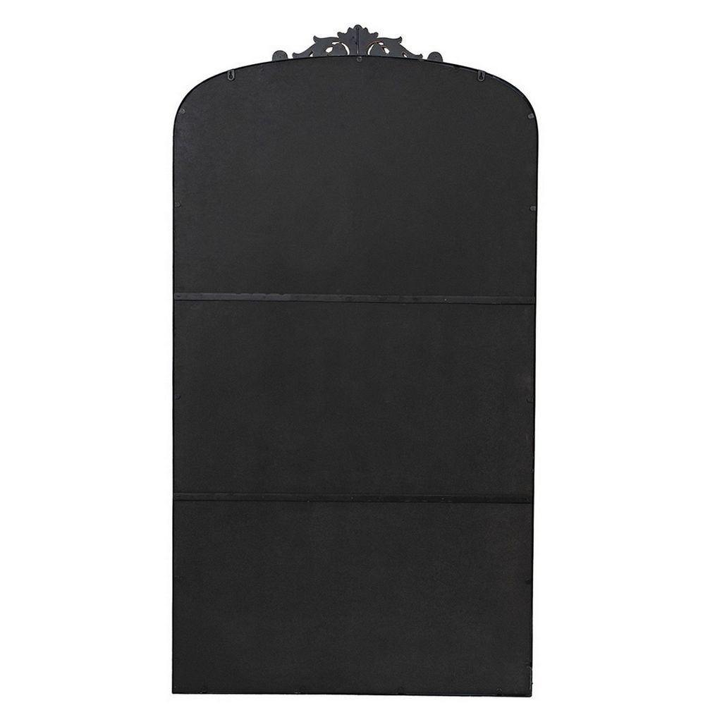 Kea 66 Inch Wall Mirror, Black Curved Metal Frame, Ornate Baroque Design - View 3
