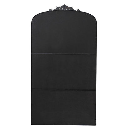 Kea 66 Inch Wall Mirror, Black Curved Metal Frame, Ornate Baroque Design - View 3