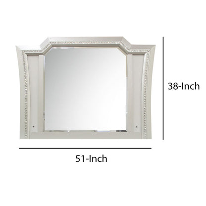Elegant Mirror with Crystal Sparkling Trim and Led Lights, Silver - View 6