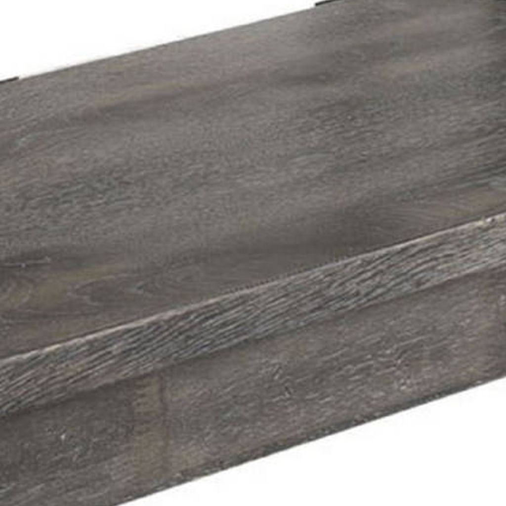Transitional Style Wood Bench with Turned Legs, Gray - View 5